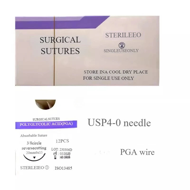 Veterinary absorbable suture, surgical pet suture PGA (2-0/3-0/4-0) w/Needles