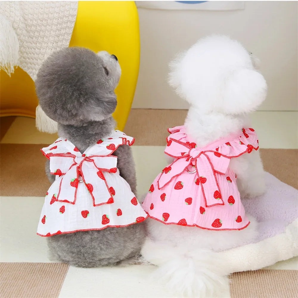 Strawberry Pattern Summer Princess Dog Dresses
