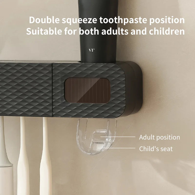 smart toothbrush rack wall mounted drying rack, toothpaste dispenser
