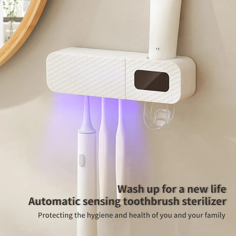 smart toothbrush rack wall mounted drying rack, toothpaste dispenser