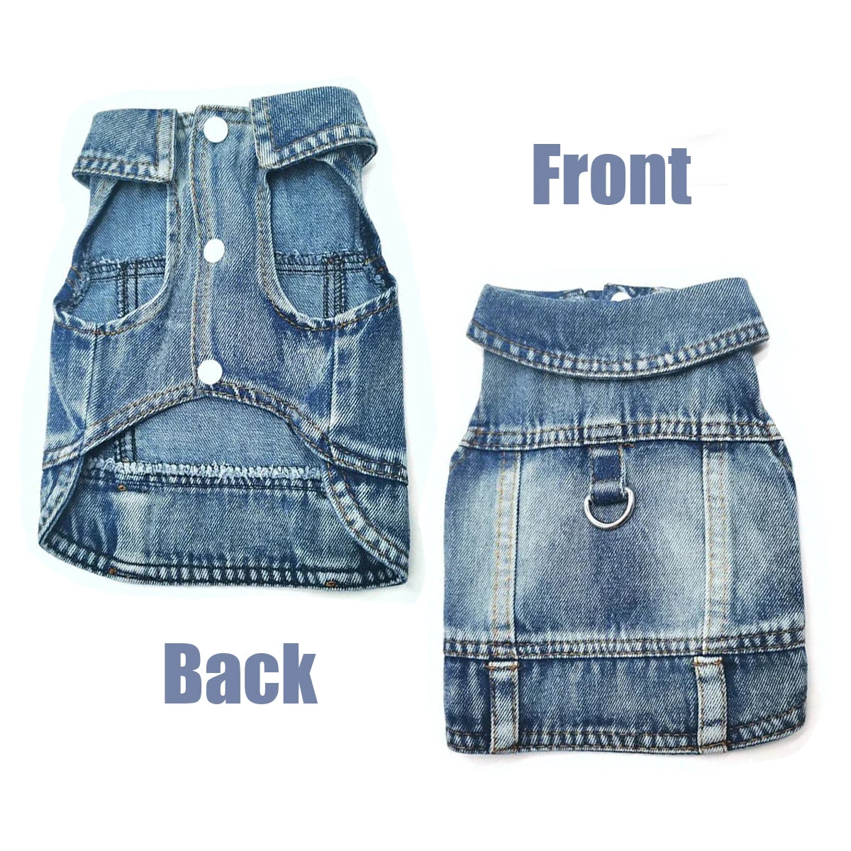 Retro Designer Pet Clothes for Small Dogs, Handsome Puppy Denim Jacket, Durable Jeans Vest Four Seasons Universal