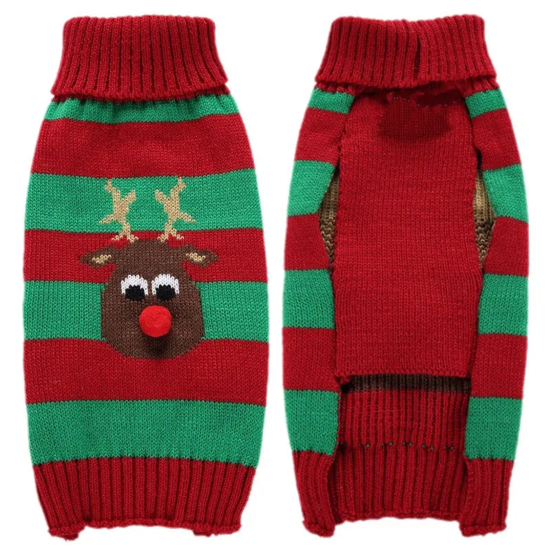 Winter Pet Sweaters for Small/Medium Dogs, Christmas Cute Print Puppy Turtleneck, Soft Warm Cat Sweater