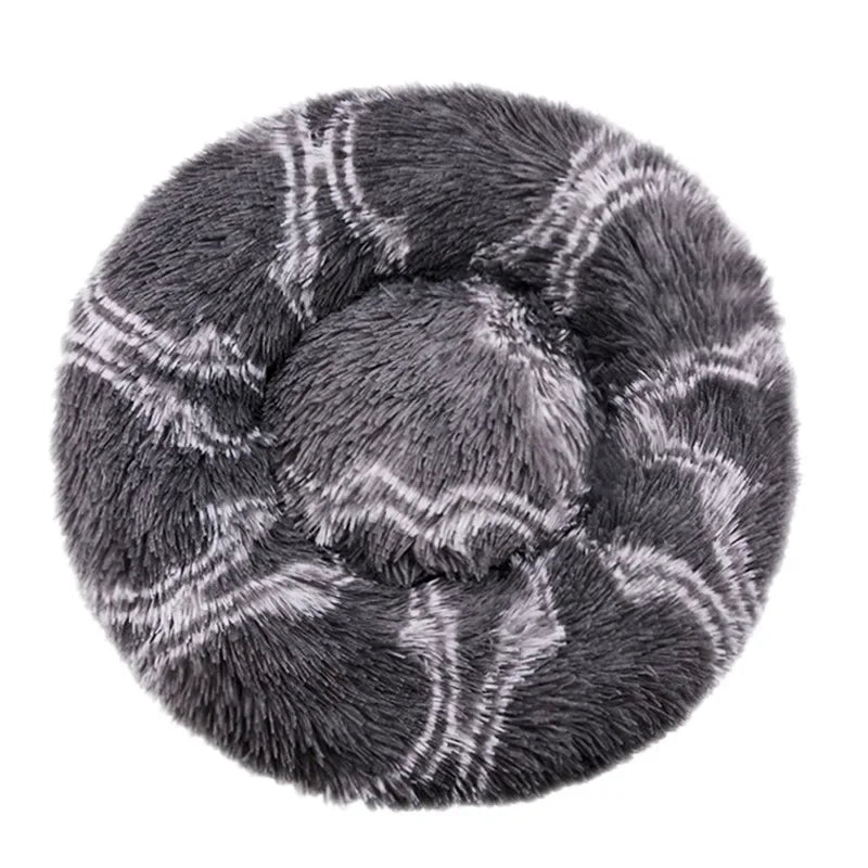 40-90cm Round Pet Bed for Large Dog, Super Soft Cat Long Plush Bed for Winter Warm Sleeping