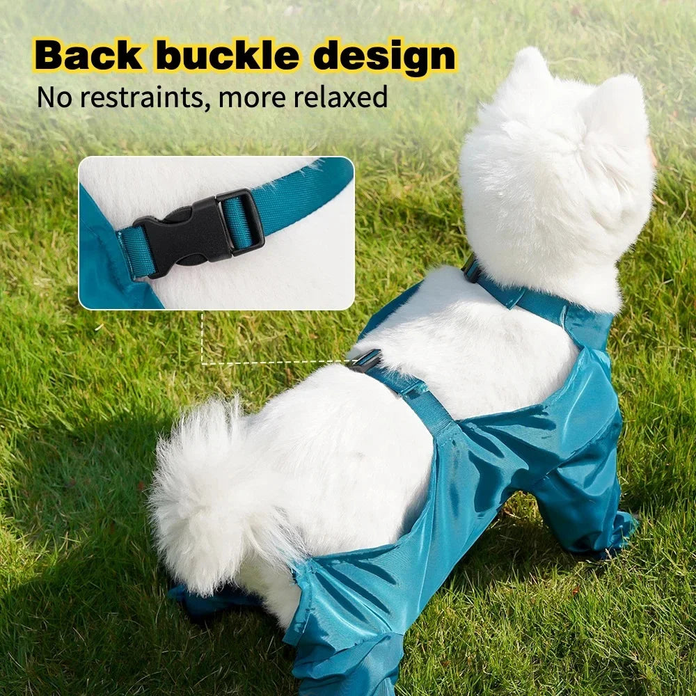 Waterproof Dog Boots with Suspenders Adjustable, Anti-Fall Puppy Shoes Pet Jumpsuit Waterproof Raincoat