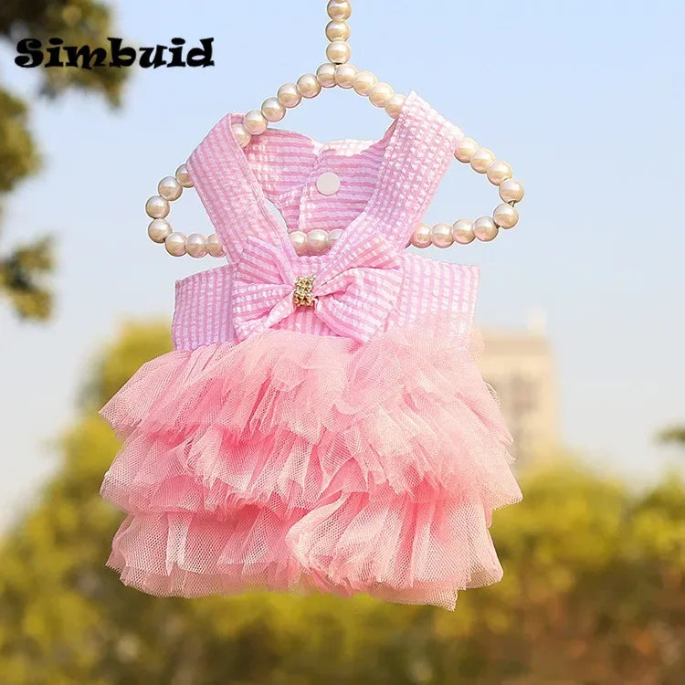 Summer Princess Cat Lace Stripe Skirt Slip Dress