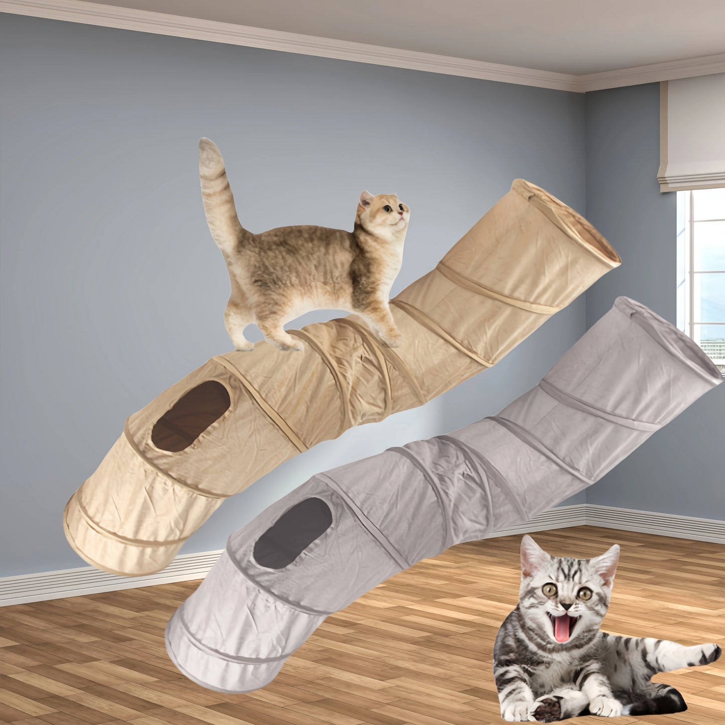 Collapsible Cat Winter Suede Tunnel for Puppy Play Chase Hide