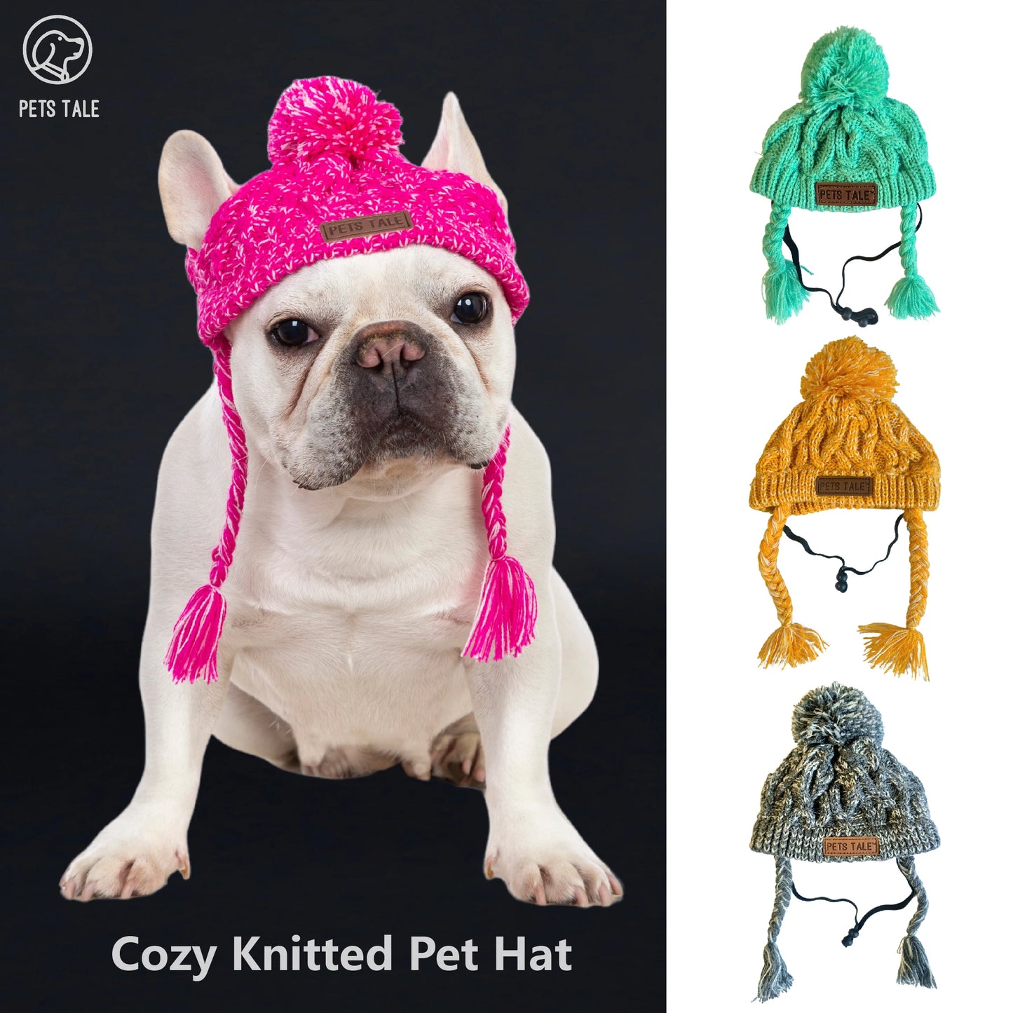 Winter Soft,  Warm Knitted, Windproof Knitting Dog Hat