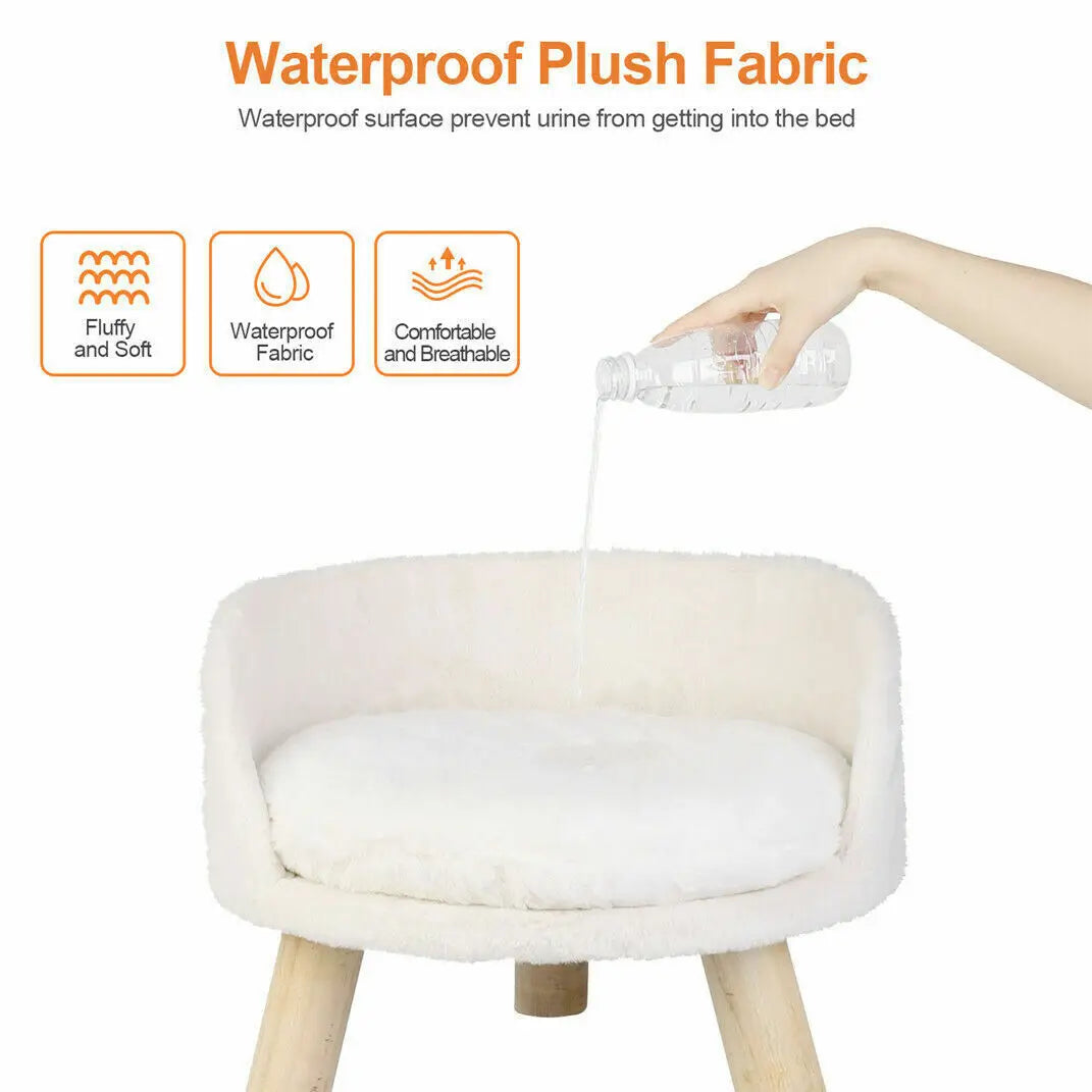 Luxury Soft Cat Bed on Wooden Legs
