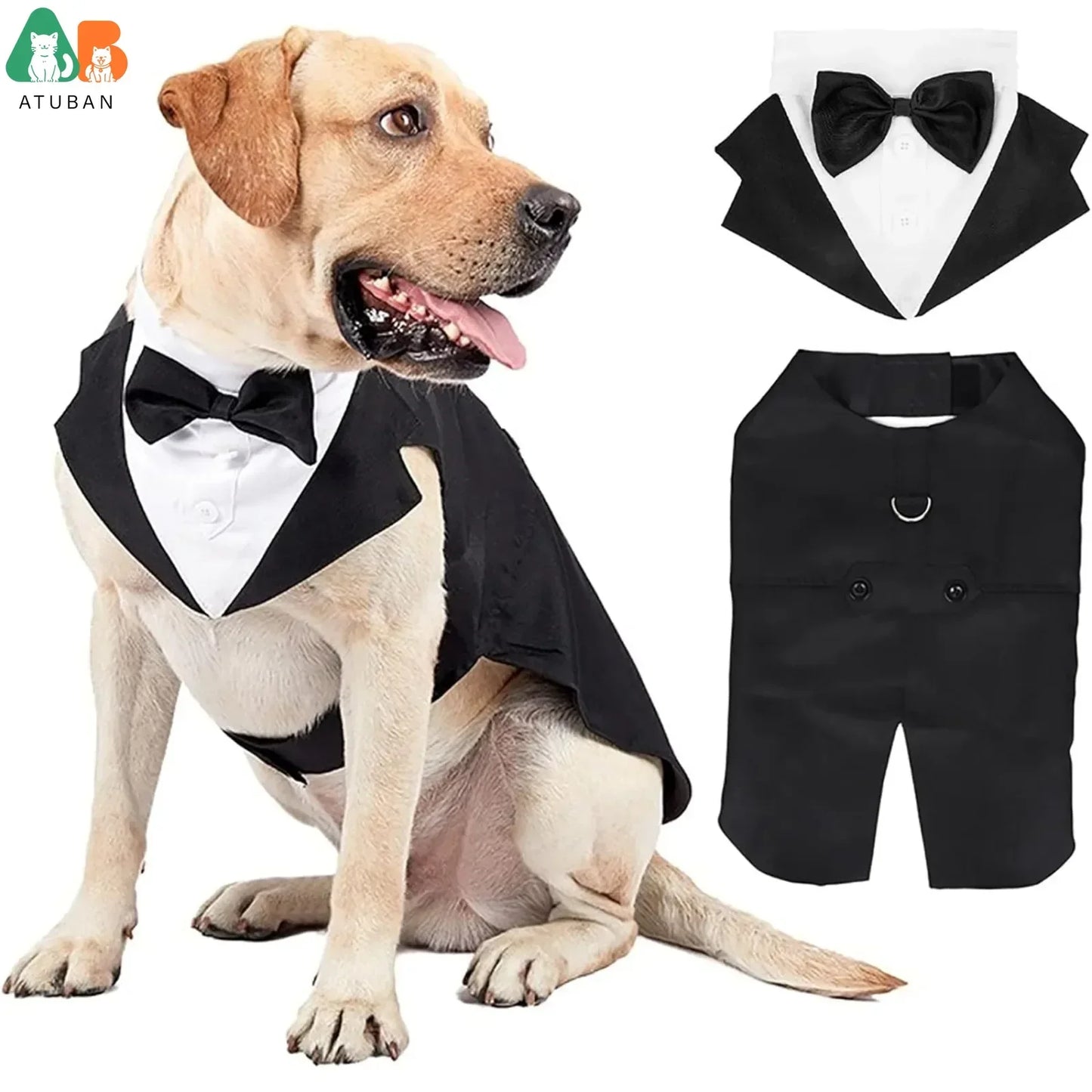 Large dog tuxedo with detachable collar, dog wedding costume suitable for large and medium dogs