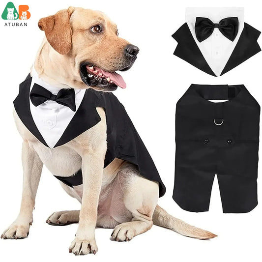 Large dog tuxedo with detachable collar, dog wedding costume suitable for large and medium dogs