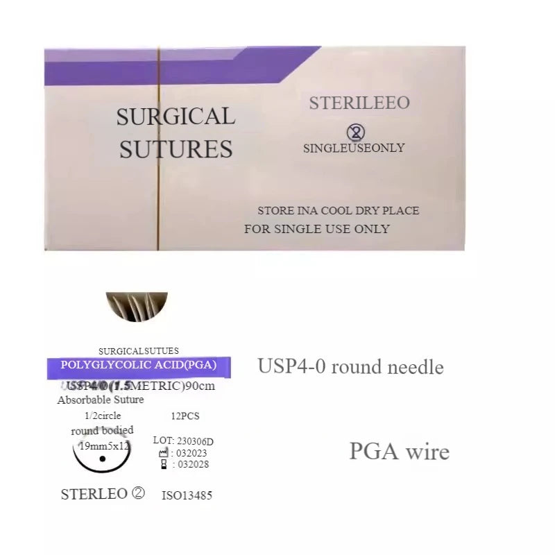 Veterinary absorbable suture, surgical pet suture PGA (2-0/3-0/4-0) w/Needles