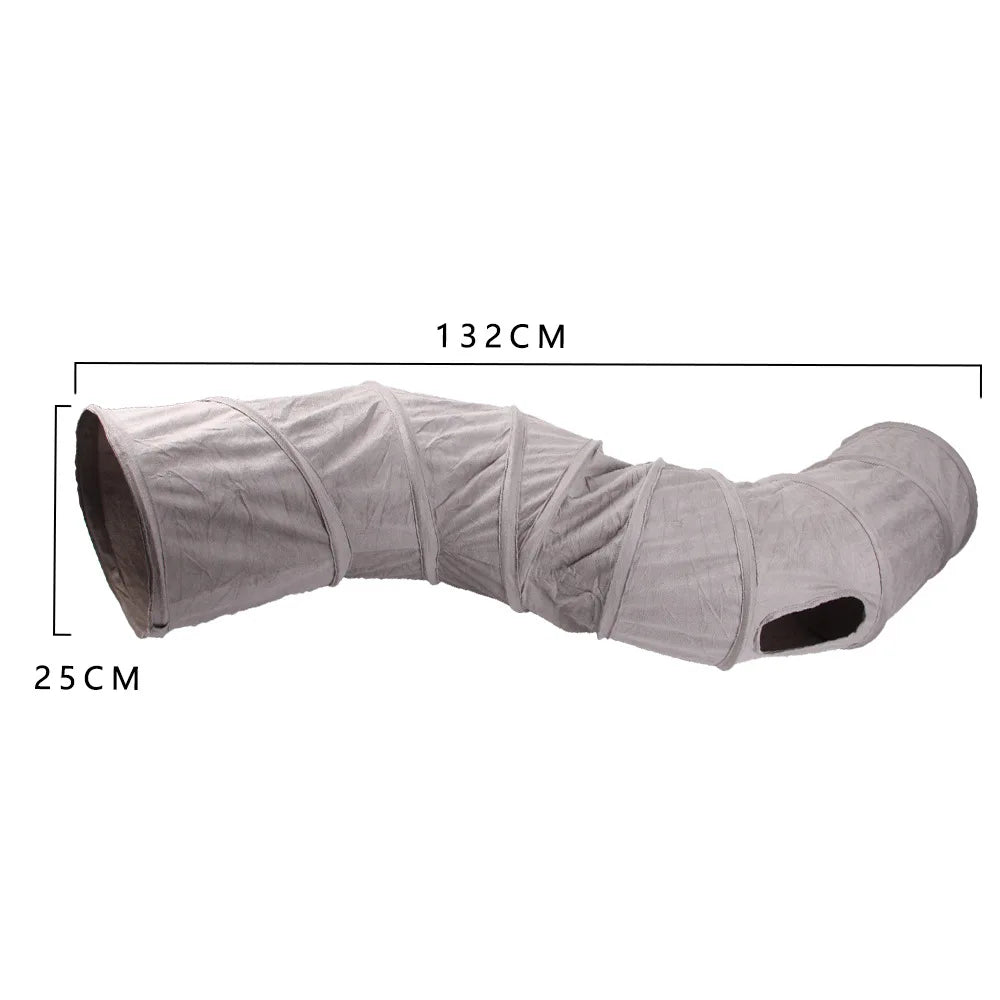 Collapsible Cat Winter Suede Tunnel for Puppy Play Chase Hide