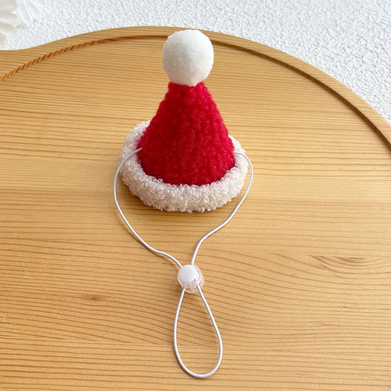 Christmas Cat Collar Red Pet Christmas Scarf or Green Wool Warm Scarf Santa's Hat