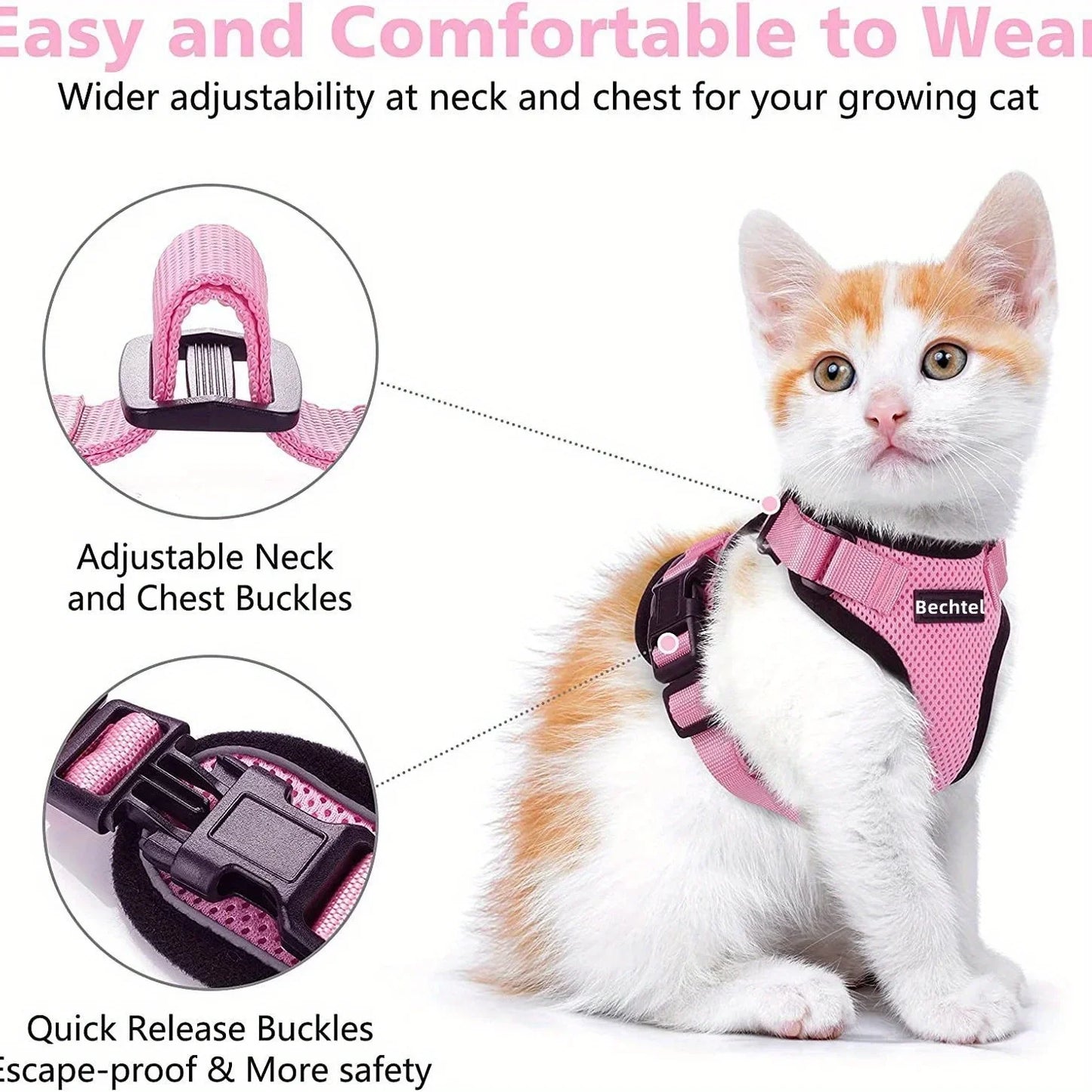 Cat Non-Slip Adjustable Leash Vest Pet Chest Carrier