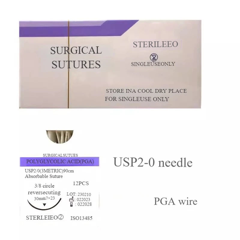 Veterinary absorbable suture, surgical pet suture PGA (2-0/3-0/4-0) w/Needles
