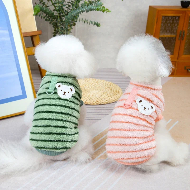 Striped Warm Soft Fleece Pet Clothes