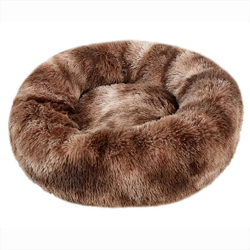 40-90cm Round Pet Bed for Large Dog, Super Soft Cat Long Plush Bed for Winter Warm Sleeping