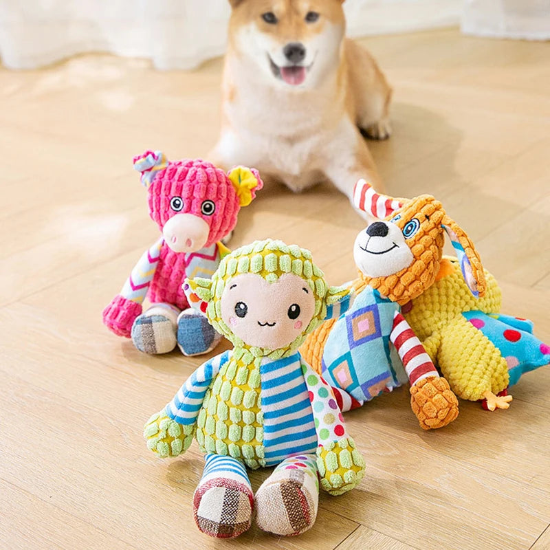 Plush Toy Cat Dog Puzzle Toy, Bite Resistant Interactive Squeaky Toy