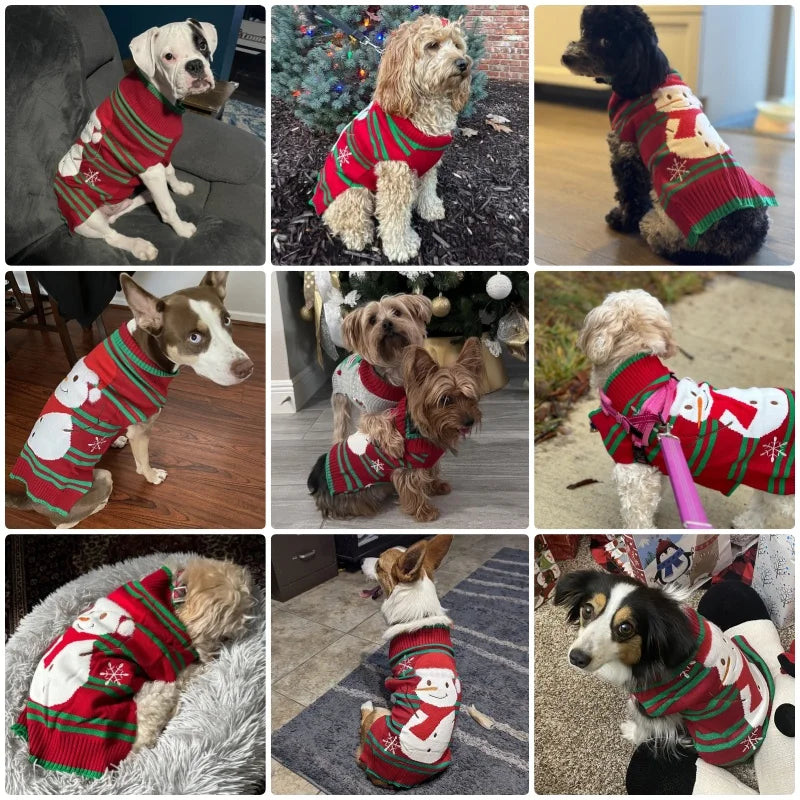 Winter Pet Sweaters for Small/Medium Dogs, Christmas Cute Print Puppy Turtleneck, Soft Warm Cat Sweater