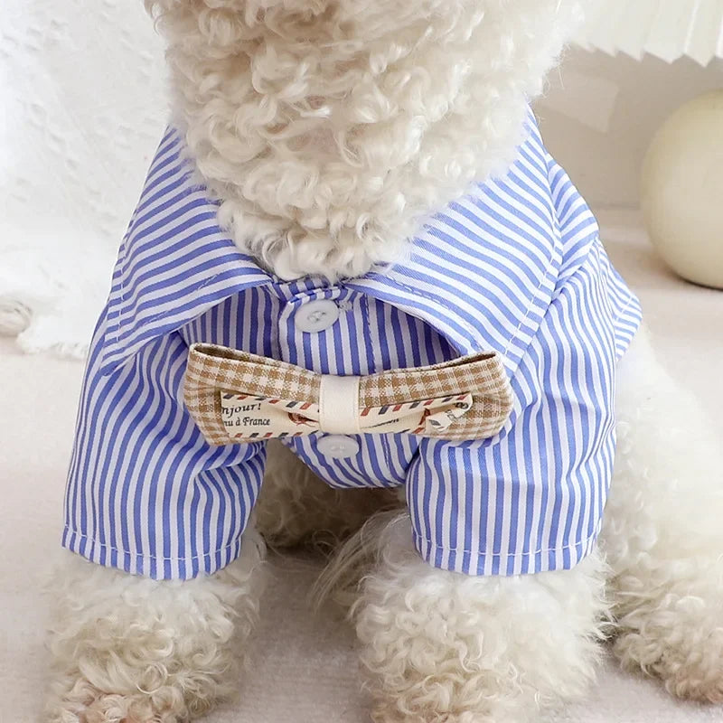 Pet Dog Bowknot Striped Shirts
