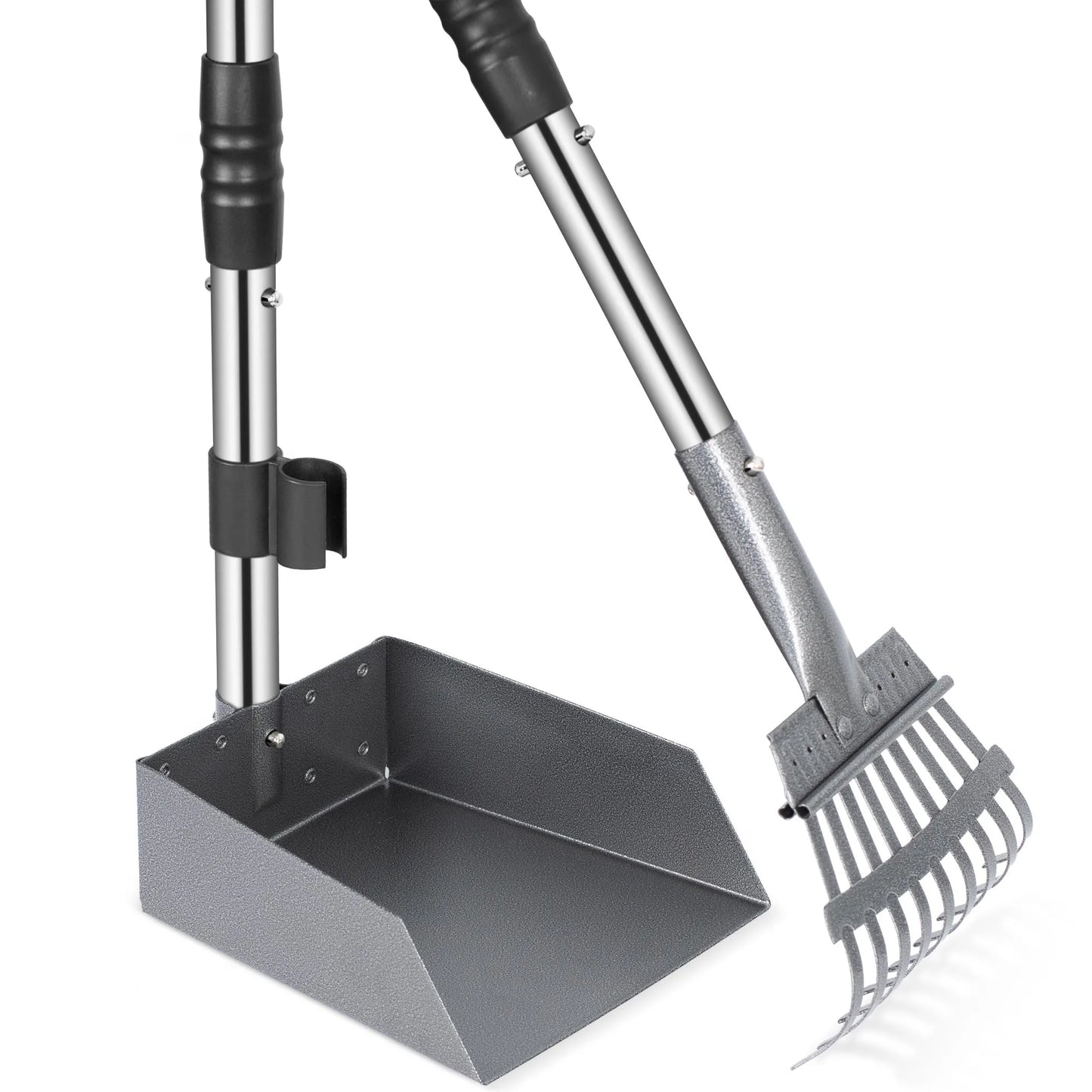 Dog Pooper Scooper, Poop Tray and Rake Set,