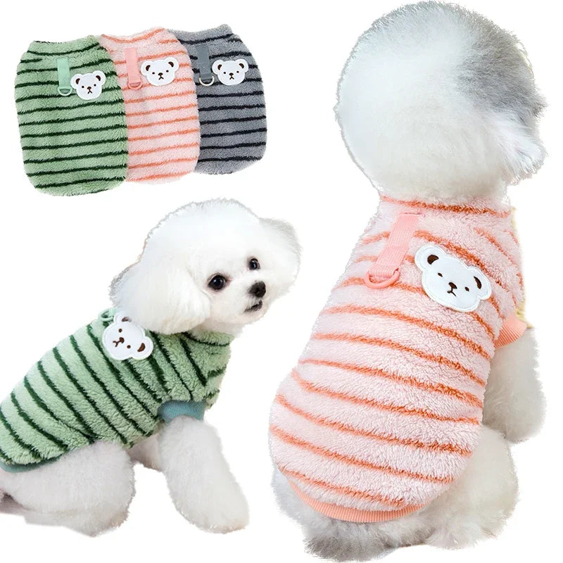 Striped Warm Soft Fleece Pet Clothes
