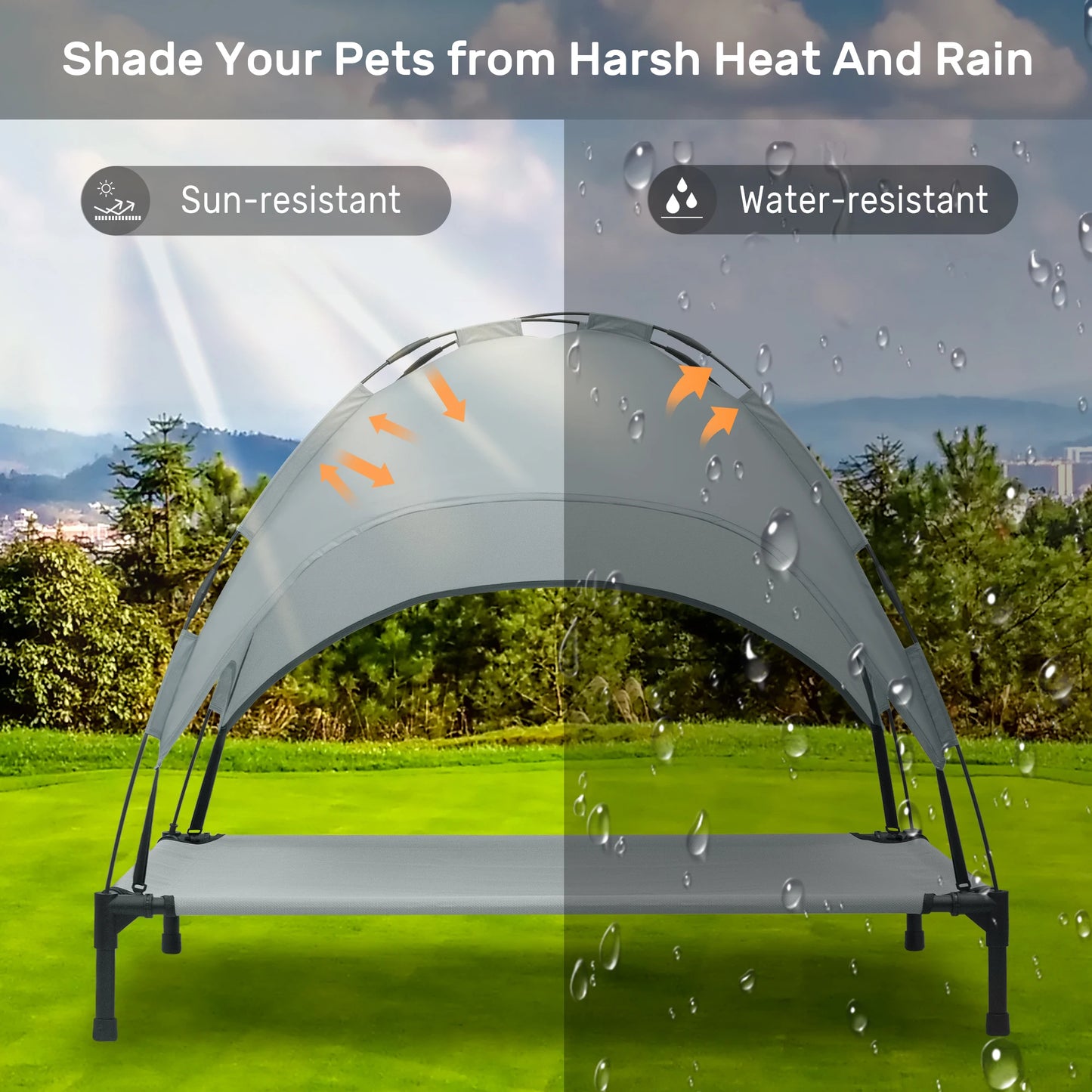 Elevated Dog Bed with Canopy