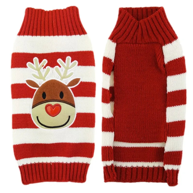 Winter Pet Sweaters for Small/Medium Dogs, Christmas Cute Print Puppy Turtleneck, Soft Warm Cat Sweater