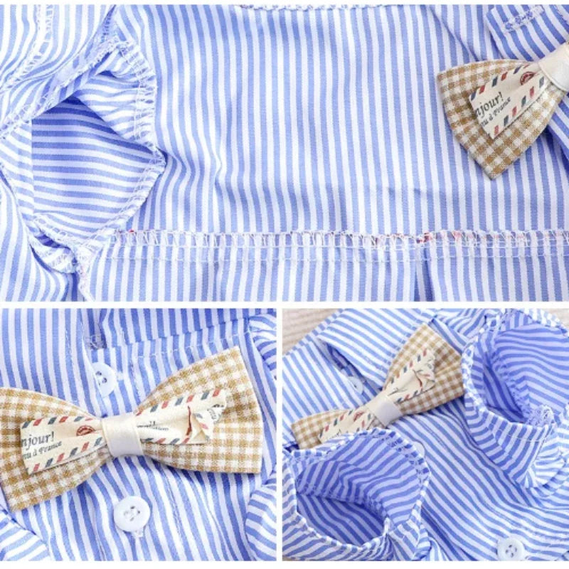 Pet Dog Bowknot Striped Shirts