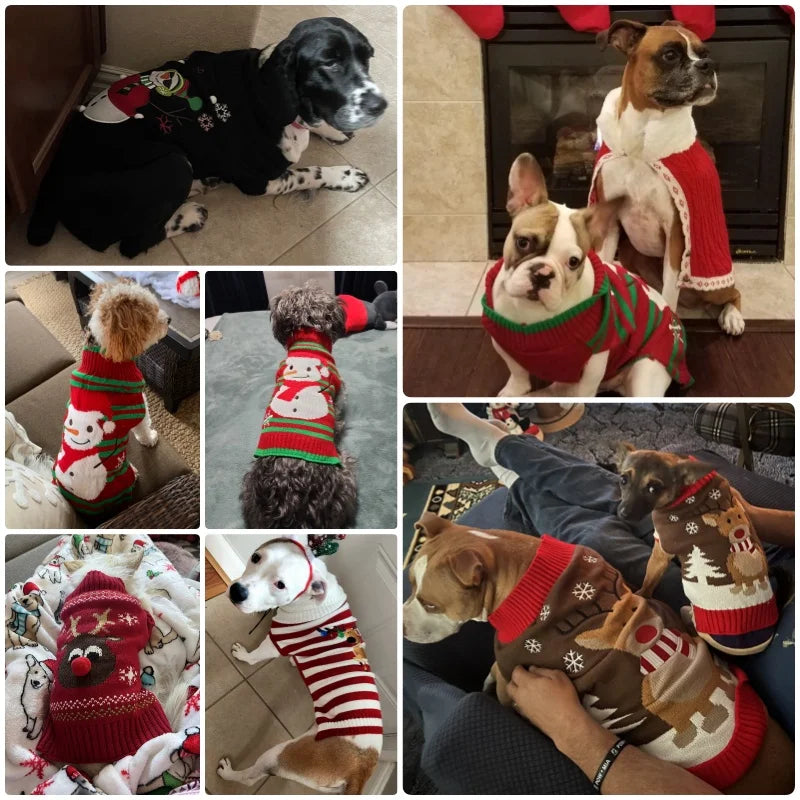 Winter Pet Sweaters for Small/Medium Dogs, Christmas Cute Print Puppy Turtleneck, Soft Warm Cat Sweater