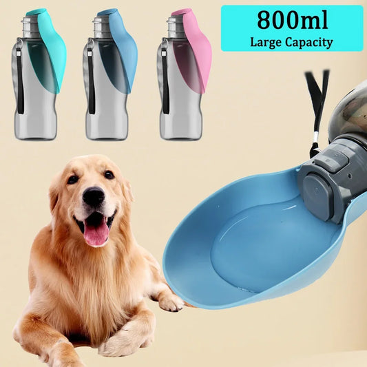800ml Protable Pet Dog Water Bottle Leakproof Puppy Drinking Bowl