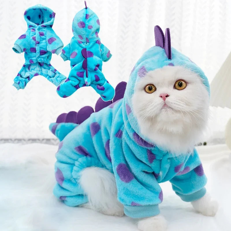 Funny Dinosaur Halloween Costume Soft Warm Clothes for Small Dogs