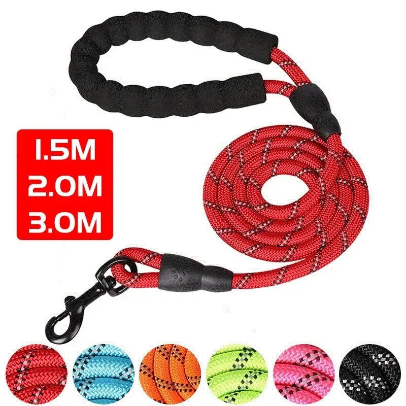 Reflective Dog Leash With Comfortable Padded Handle - Double Heavy Duty Traction Rope