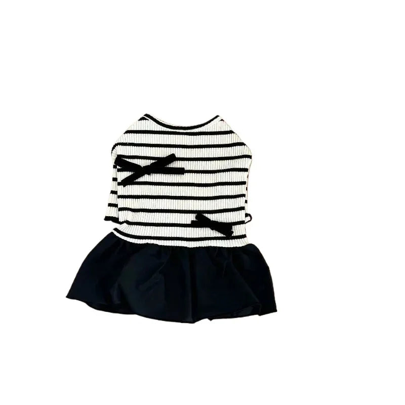 Short Sleeve Striped Puppy Vest Pet Skirt