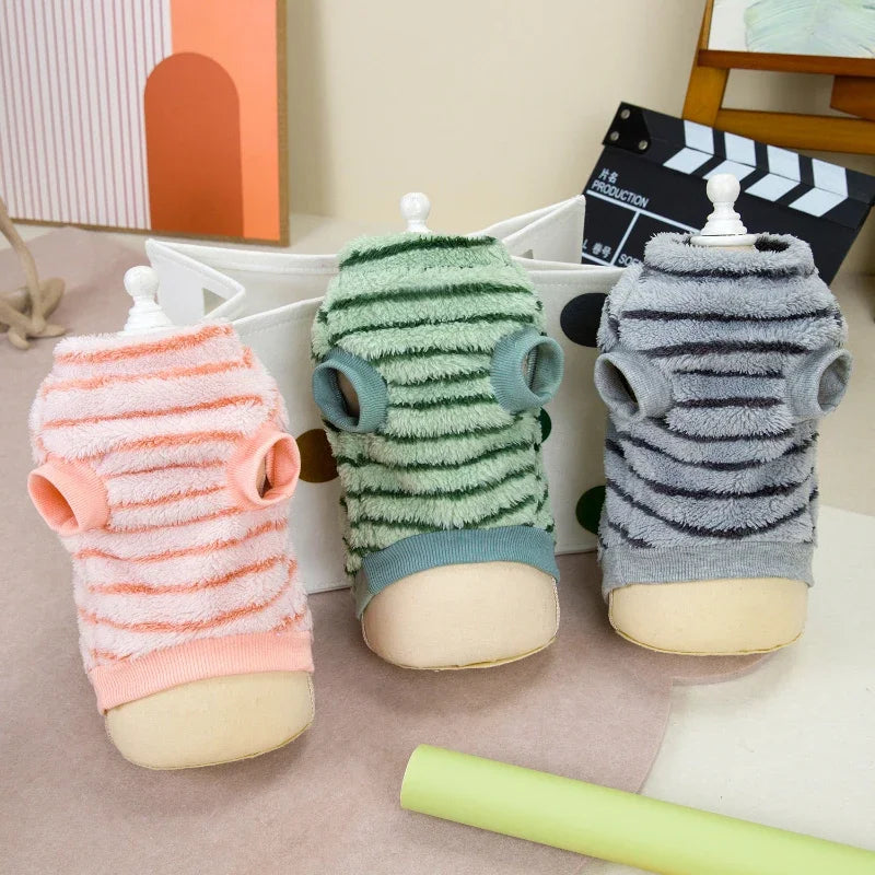 Striped Warm Soft Fleece Pet Clothes
