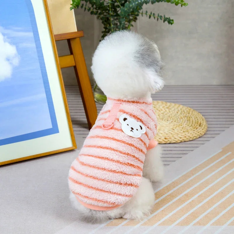 Striped Warm Soft Fleece Pet Clothes