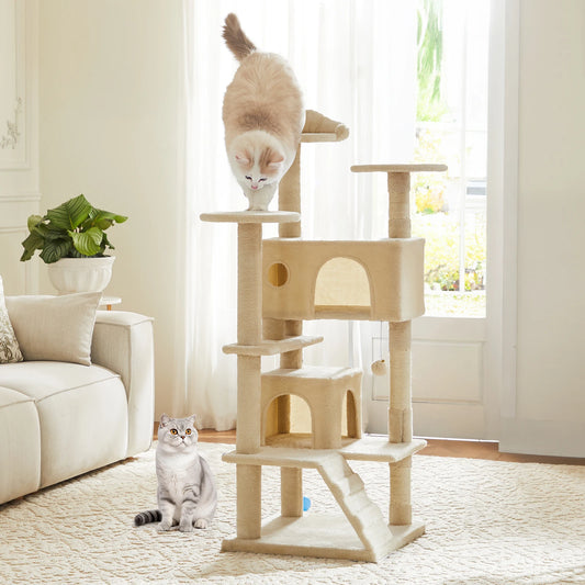 54in Tall Multi-Level Cat Tree Tower w/ Scratching Post