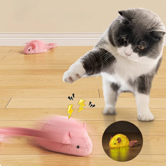 Interactive Plush Mouse Cat Simulation Mice Kitten Self-Playing Plush Toy