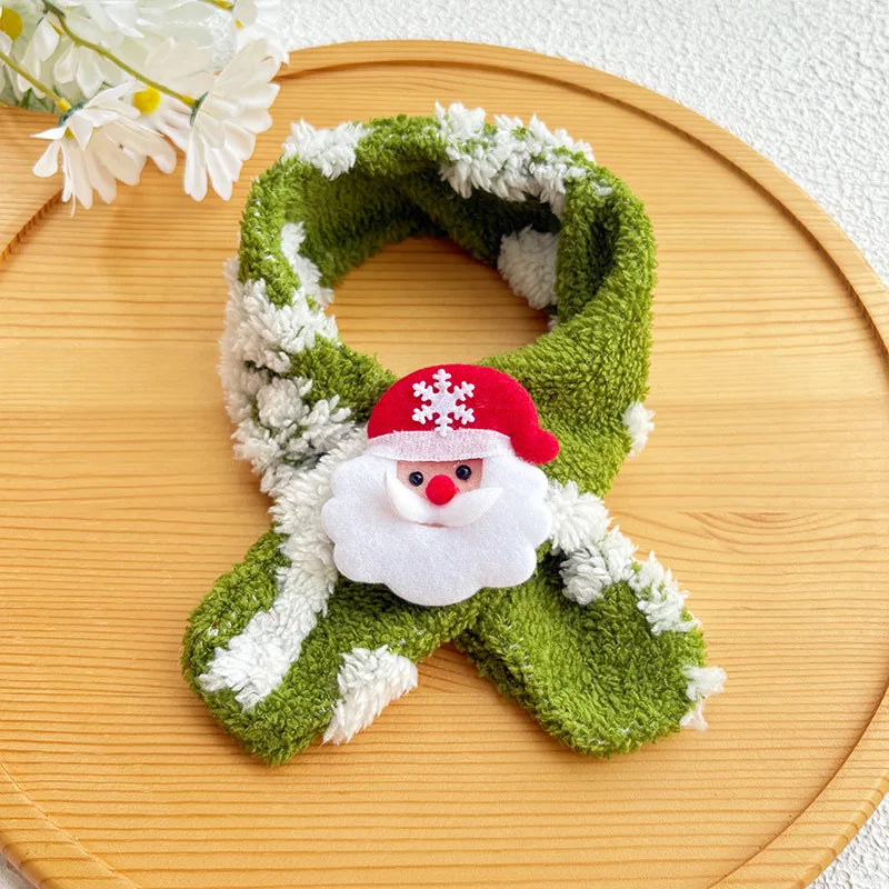 Christmas Cat Collar Red Pet Christmas Scarf or Green Wool Warm Scarf Santa's Hat