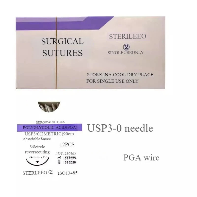 Veterinary absorbable suture, surgical pet suture PGA (2-0/3-0/4-0) w/Needles