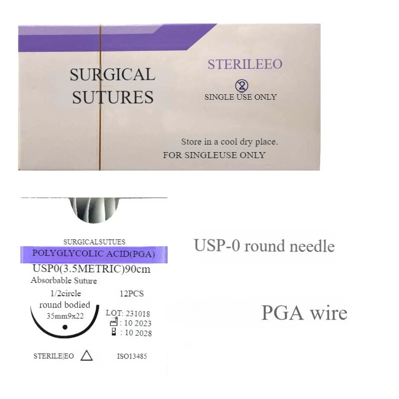Veterinary absorbable suture, surgical pet suture PGA (2-0/3-0/4-0) w/Needles