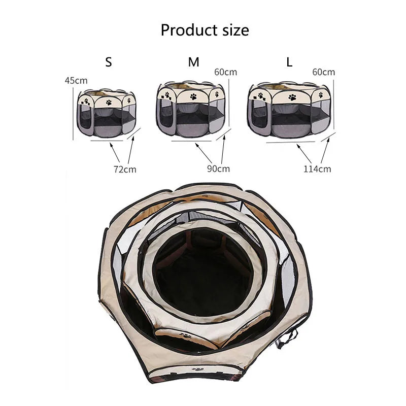 Foldable Pet kennels, delivery rooms, octagonal cages, breathable fences, tents, claw-resistant