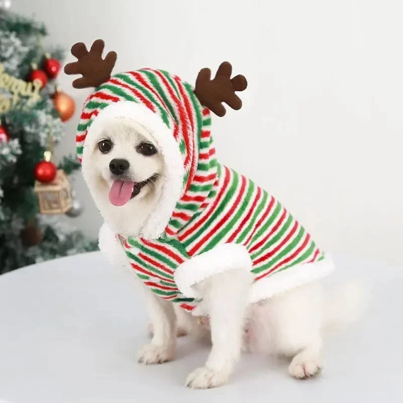 Dog Christmas Clothes Winter Warm Pet Clothes - Elk, Santa Claus Pet Coat Hoodies