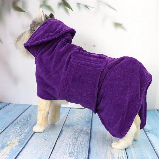 Dog Bathrobe Drying Towel Microfiber Quickly Absorbing Bath Towel with a Cat Hood