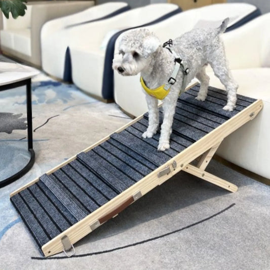 Portable folding wooden pet ramp