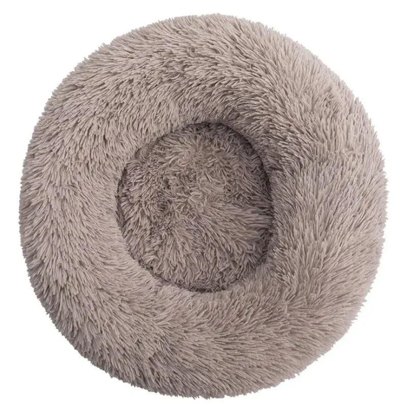 40-90cm Round Pet Bed for Large Dog, Super Soft Cat Long Plush Bed for Winter Warm Sleeping
