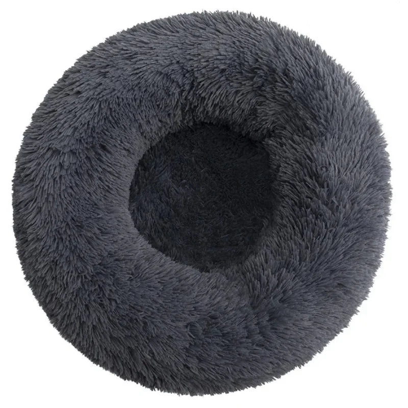 40-90cm Round Pet Bed for Large Dog, Super Soft Cat Long Plush Bed for Winter Warm Sleeping