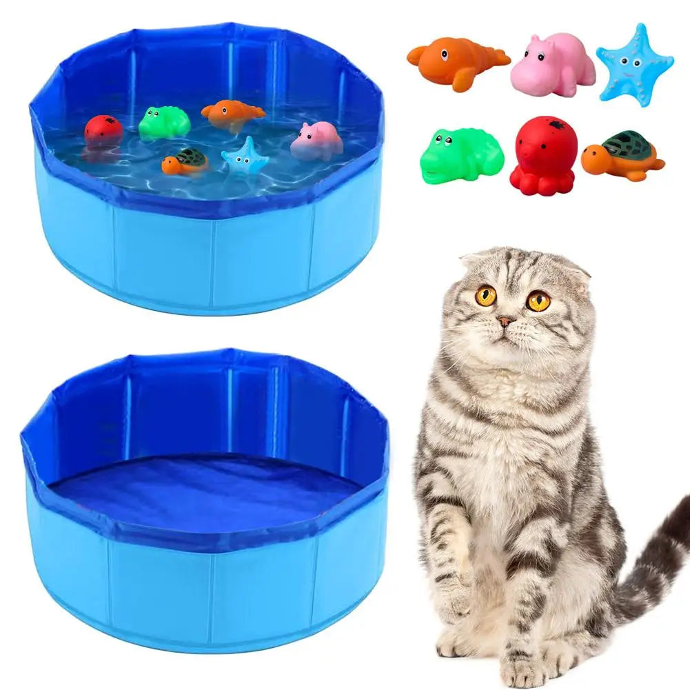 Foldable Bath Swimming Pool with Cat Toys0