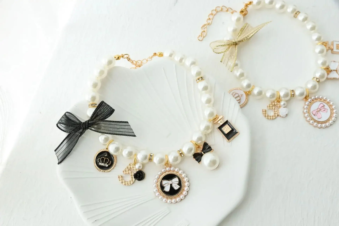 Pet Bow Pearl Cat Jewelry Pendant Princess Necklace Collar