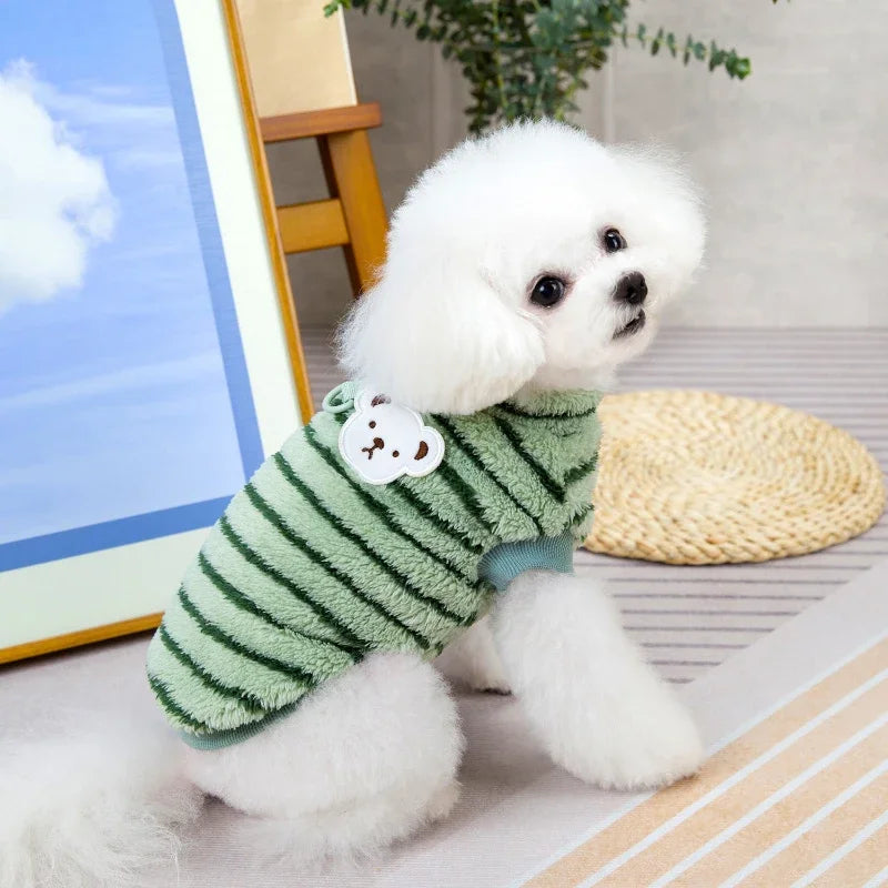 Striped Warm Soft Fleece Pet Clothes